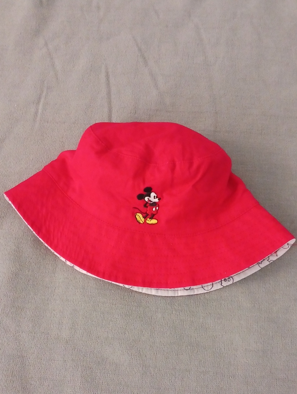 Disney Bright Red Mickey Embroidered Bucket Hat